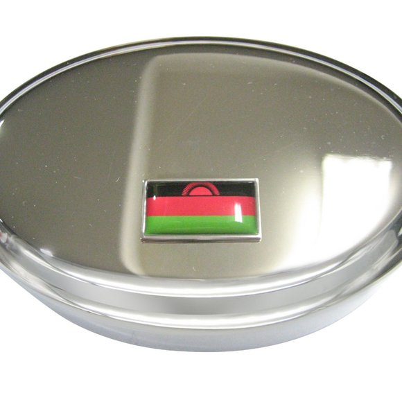 Malawi Flag Oval Trinket Jewelry Box - Picture 1 of 2